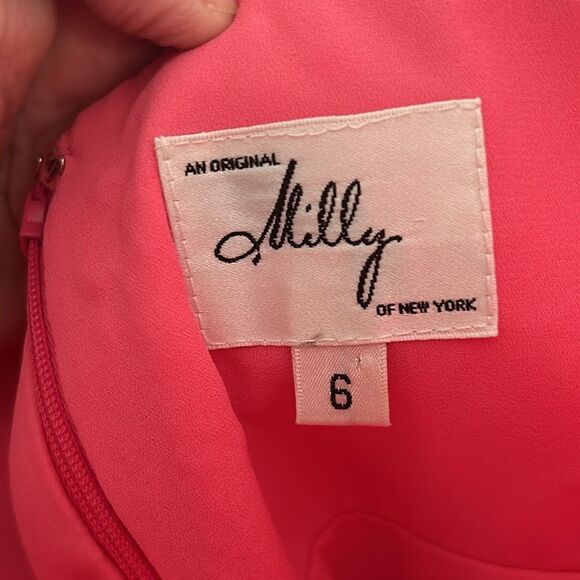 Milly of New York coral pattern silk strapless dress size 6 - Picture 8 of 9